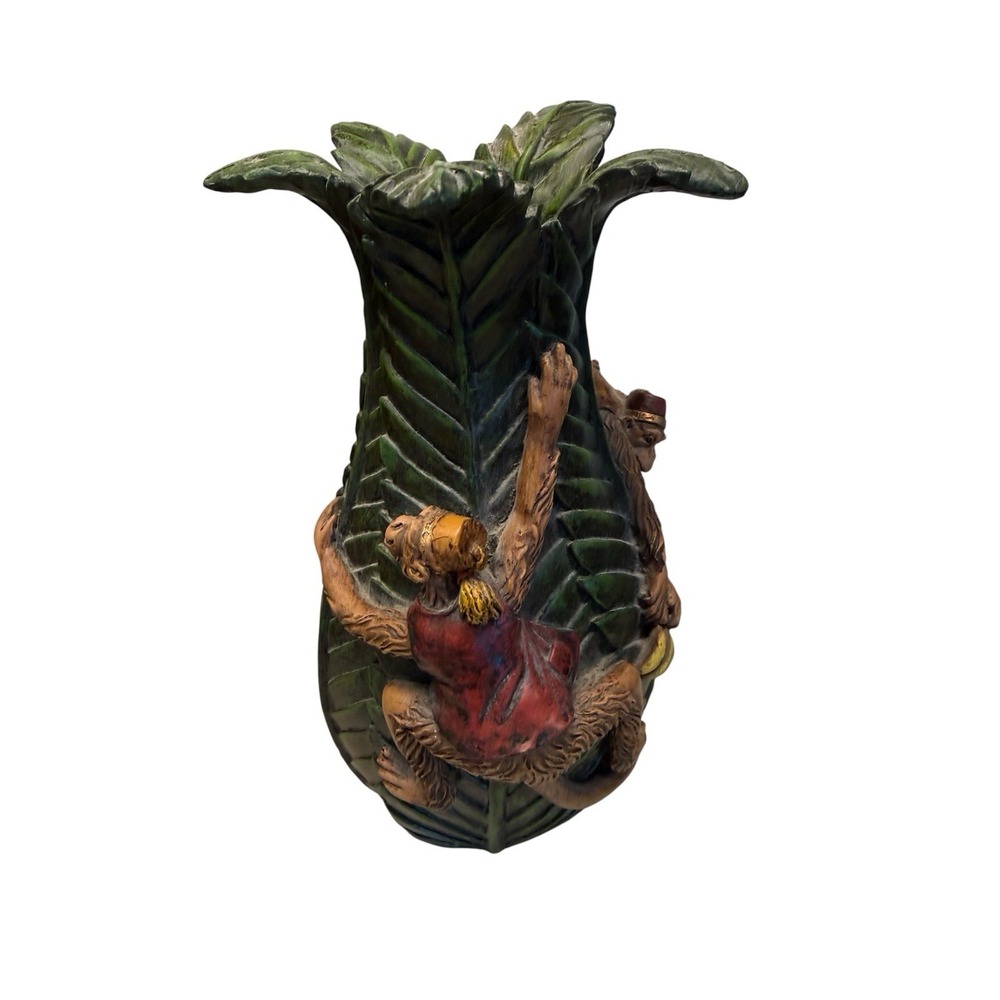 Palm Tree Vase 🐒 Monkeys Chasing Each Other Bananas Cedar Creek Collection